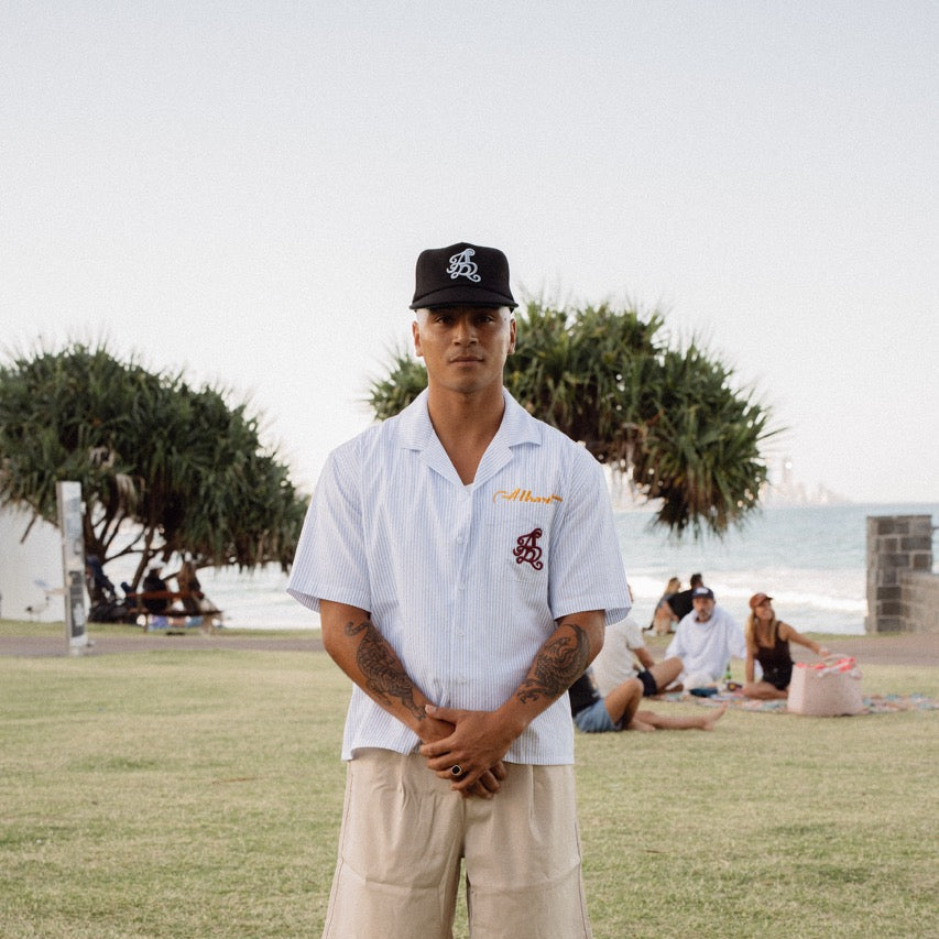 Locals Summer Monogram Wide Brim (Black, Baby Blue)