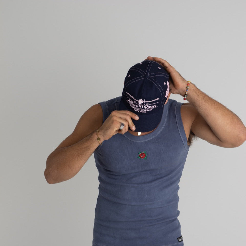 friday faded Locals Lid - Navy / Pink Offset.