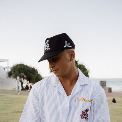 Locals Summer Monogram Wide Brim (Black, Baby Blue)