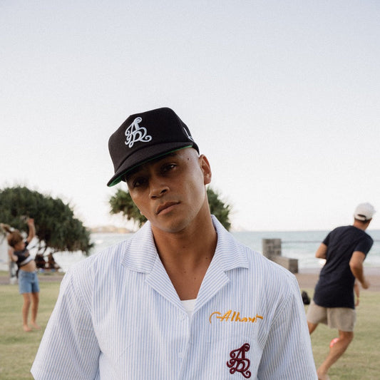 Locals Summer Monogram Wide Brim (Black, Baby Blue)