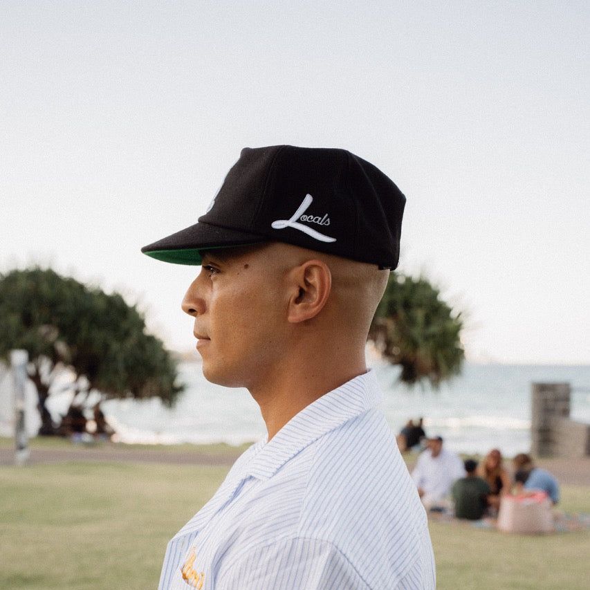 Locals Summer Monogram Wide Brim (Black, Baby Blue)