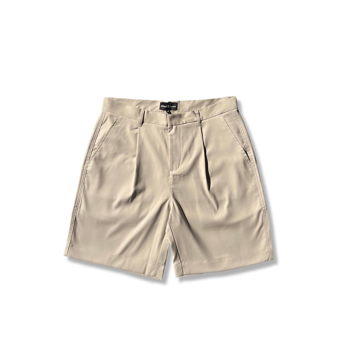 Vintage Look Pleated Shorts - Beige