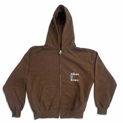 The Mission Double Zip Hoodie [ Brown / Cherry Blossom / pink) ]