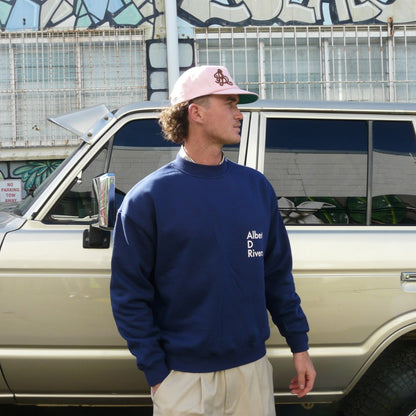 The Mission Crew Neck [ Navy Blue / Cherry Blossom / pink) ]