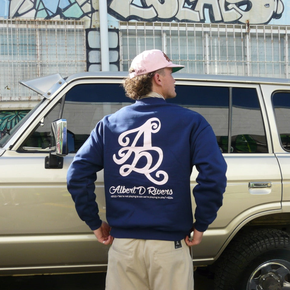 The Mission Crew Neck [ Navy Blue / Cherry Blossom / pink) ]