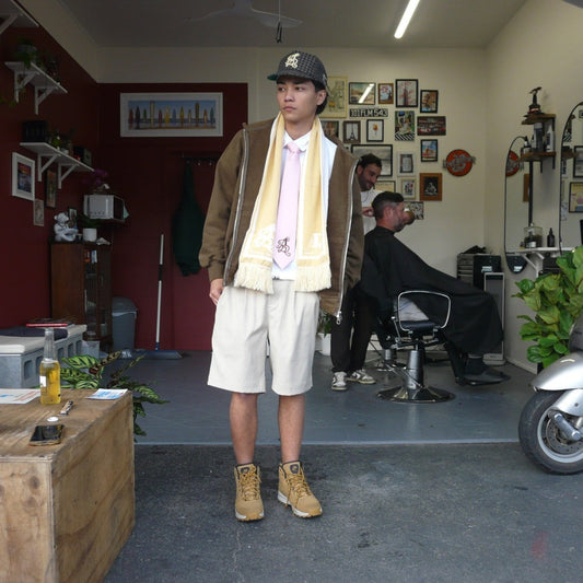 Vintage Look Pleated Shorts - Beige